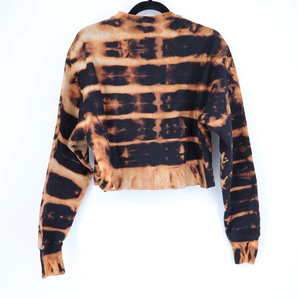 CHAMPION Reverse Weave Pullover Sweatshirt Orange Bleach Dye Women's M - Picture 2 of 8